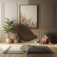 Kit 04 Cadeiras Poltrona De Jantar Bela Suede Marrom Base Metálica Industrial Dourado - Pallazio - 6