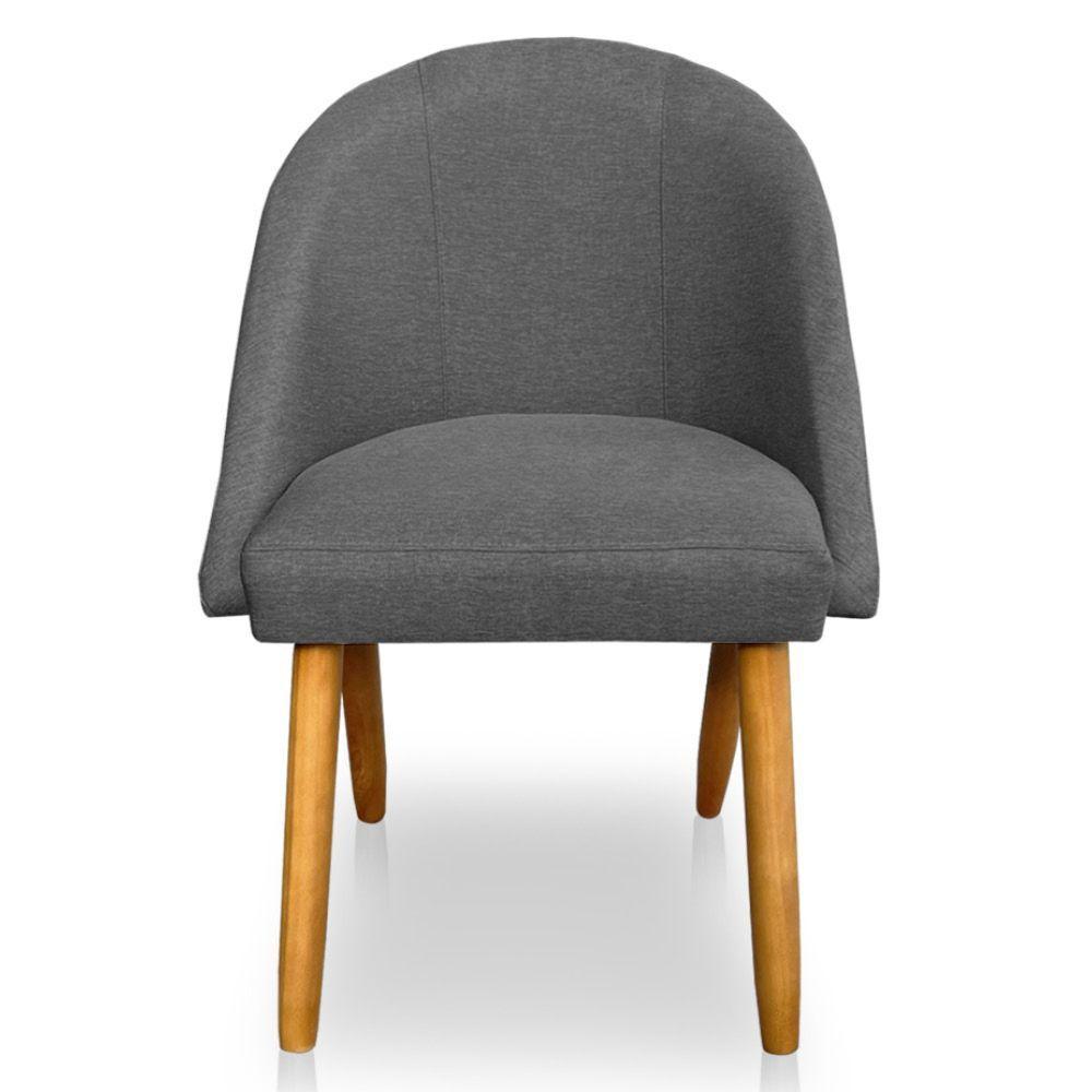 Cadeira De Jantar Bela Linho Pés Palito Castanho - Pallazio Grafite - 5