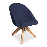 Kit 06 Poltronas Cadeira Giratória Bela Suede Azul Marinho Base De Madeira - Pallazio - 5