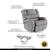 Poltrona Do Papai Reclinável Napoli Power Touch Linho Fh1 Cinza - 6