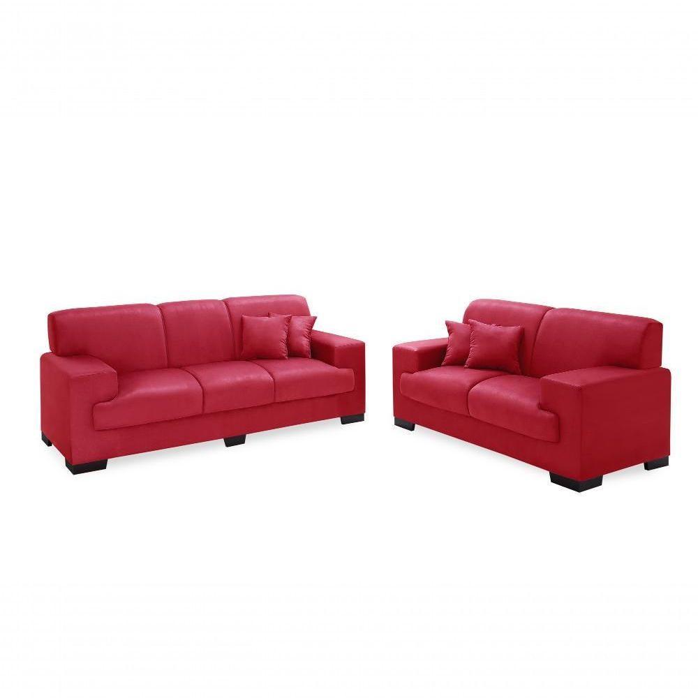 Sofá Manu Conjunto 2 E 3 Lugares Clássico Fixo Confortável Sala Império Vermelho 373 - 6