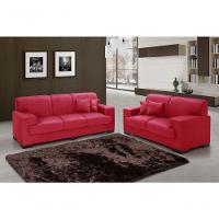 Sofá Manu Conjunto 2 E 3 Lugares Clássico Fixo Confortável Sala Império Vermelho 373 - 1