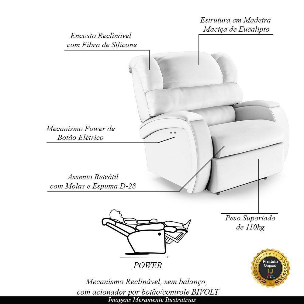 Poltrona Do Papai Reclinável Napoli Power Touch Pu Branco Fh1 - 6