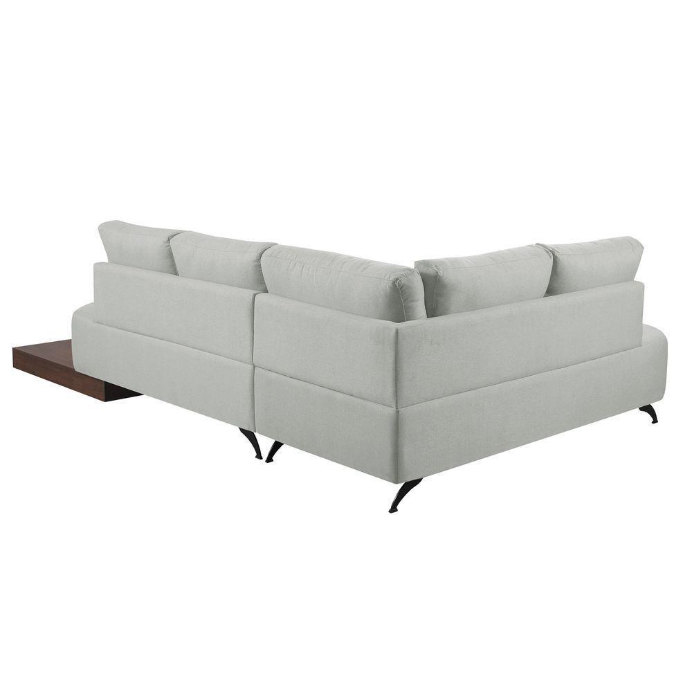 Sofá De Canto Nori Curva Ld 2,61m Em Linho Com Base Madeira Cor Gelo 2322 - 4