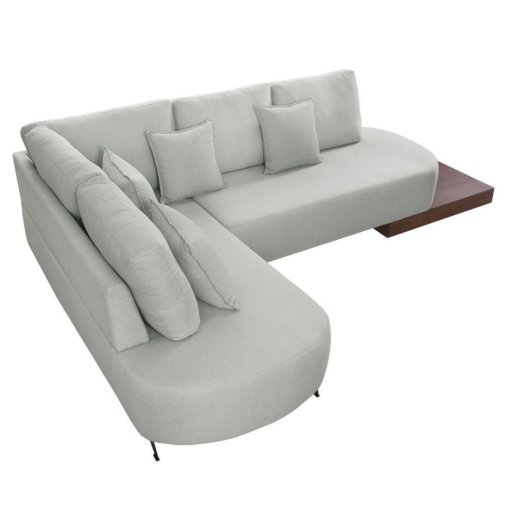 Sofá De Canto Nori Curva Ld 2,61m Em Linho Com Base Madeira Cor Gelo 2322 - 8