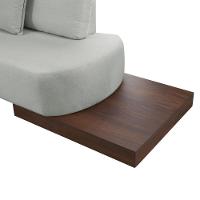 Sofá De Canto Nori Curva Ld 2,61m Em Linho Com Base Madeira Cor Gelo 2322 - 3