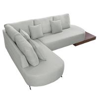 Sofá De Canto Nori Curva Ld 2,61m Em Linho Com Base Madeira Cor Gelo 2322 - 8