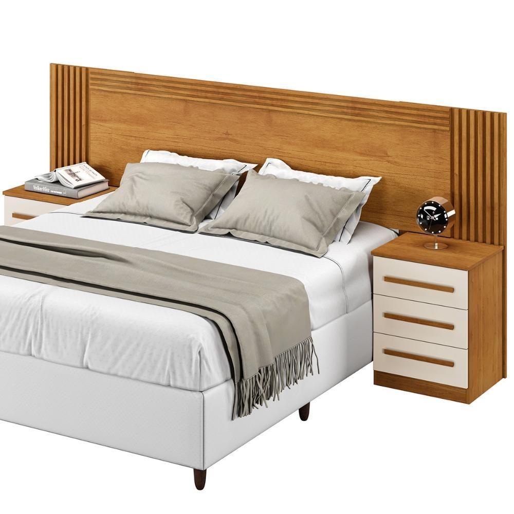 Cabeceira Valencia Quarto Casal/queen Com Mesa De Cabeceira Cinamomo/off White - 2