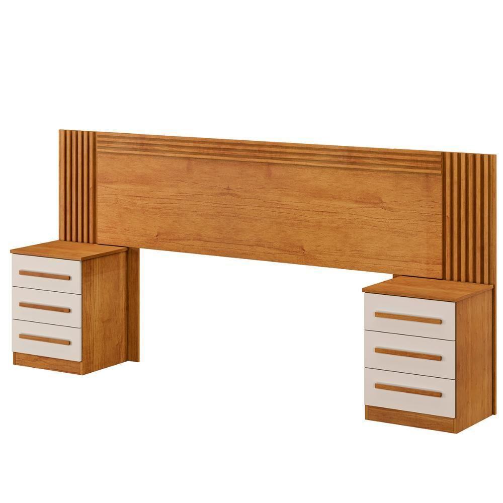 Cabeceira Valencia Quarto Casal/queen Com Mesa De Cabeceira Cinamomo/off White - 3