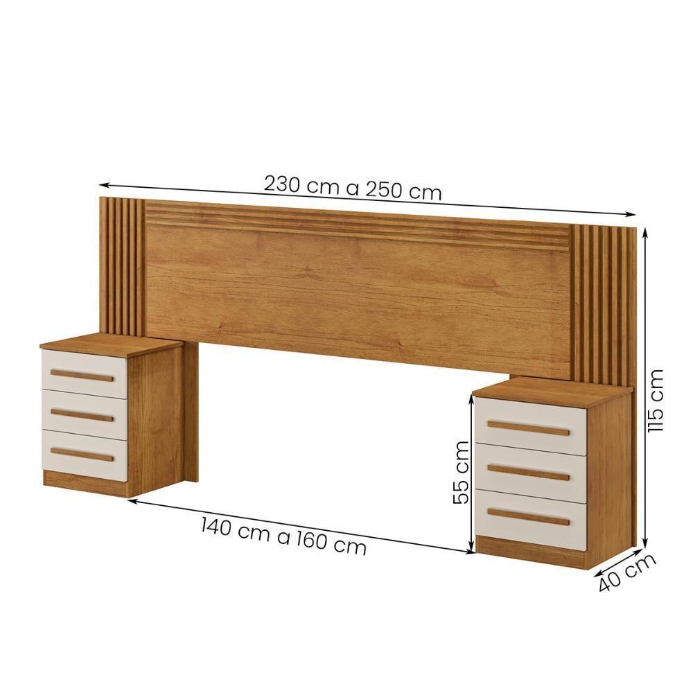 Cabeceira Valencia Quarto Casal/queen Com Mesa De Cabeceira Cinamomo/off White - 4