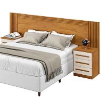 Cabeceira Valencia Quarto Casal/queen Com Mesa De Cabeceira Cinamomo/off White - 2