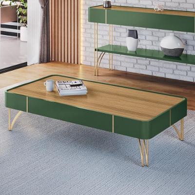 Mesa De Centro Cadenza Com Pés Em Aço Verde Pistache/freijo Verde