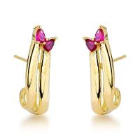 Brincos Banhados A Ouro 18k ? Detalhe Em Zircônia Para Sofisticação - Vermelha - 1