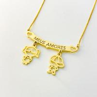 Colar Filhos Meus Amores Banhados A Ouro 18k - Casal - 2