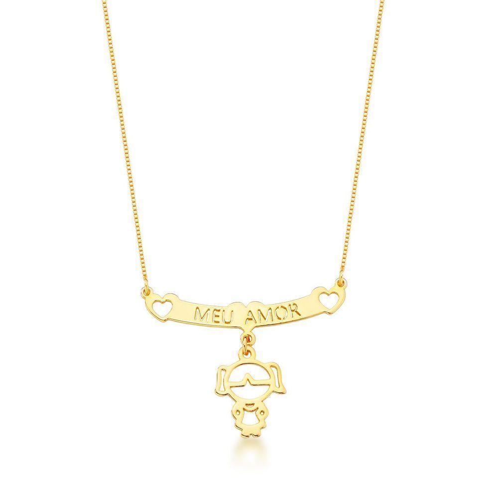 Colar Filhos Meus Amores Banhados A Ouro 18k - Menina - 1