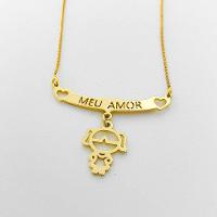 Colar Filhos Meus Amores Banhados A Ouro 18k - Menina - 2