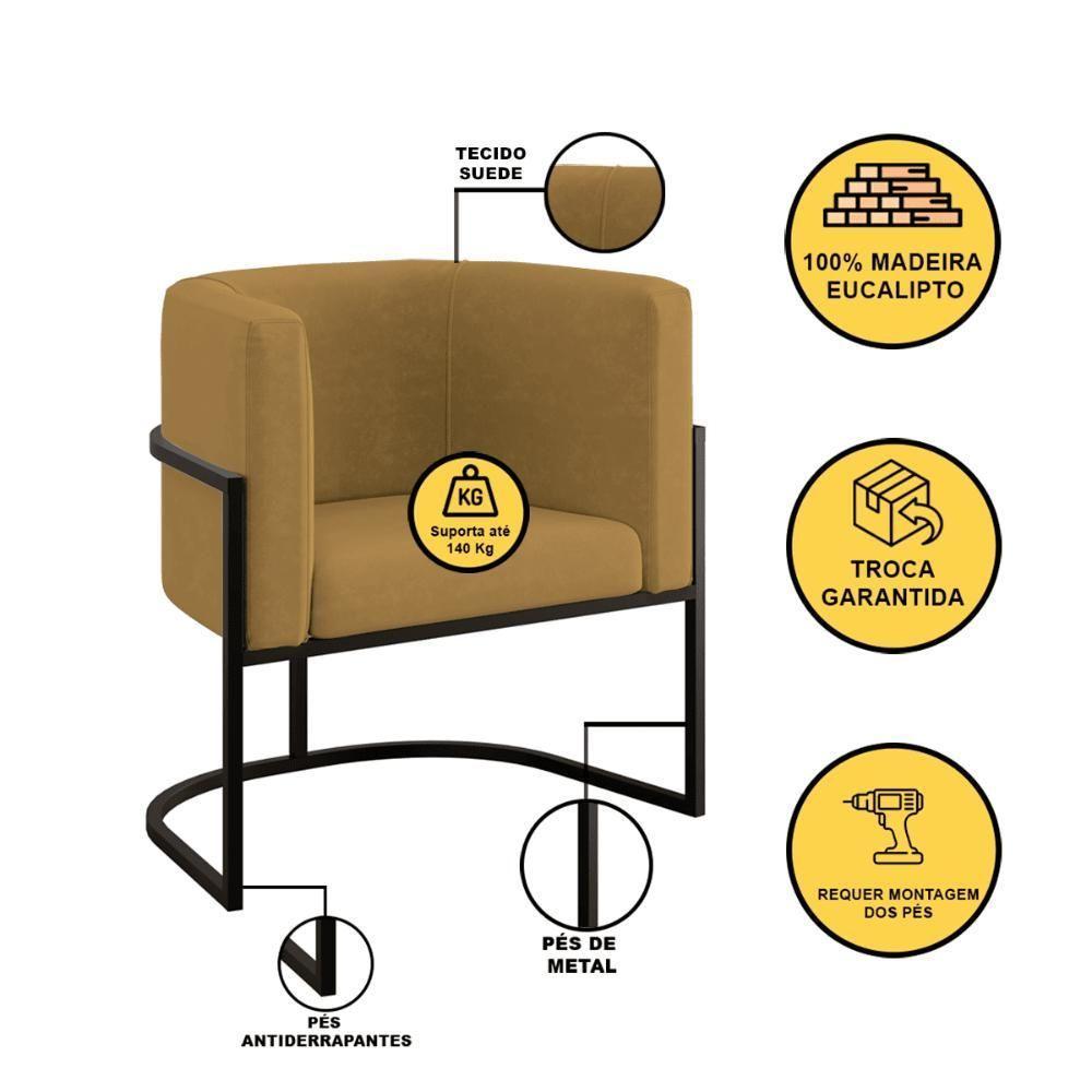 Kit Sofá 2 Lugares + 2 Poltronas Para Recepção Balaqui Capuccino - 4