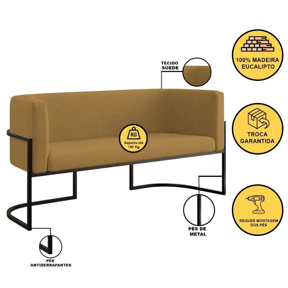 Kit Sofá 2 Lugares + 2 Poltronas Para Recepção Balaqui Capuccino - 8