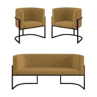 Kit Sofá 2 Lugares + 2 Poltronas Para Recepção Balaqui Capuccino - 1