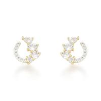 Brinco Lua Cravejado Com Zircônios Banhado A Ouro 18k - 1