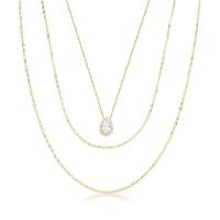 Colar Triplo Com Pingente De Gota Em Zircônia E Banho De Ouro 18k - 2