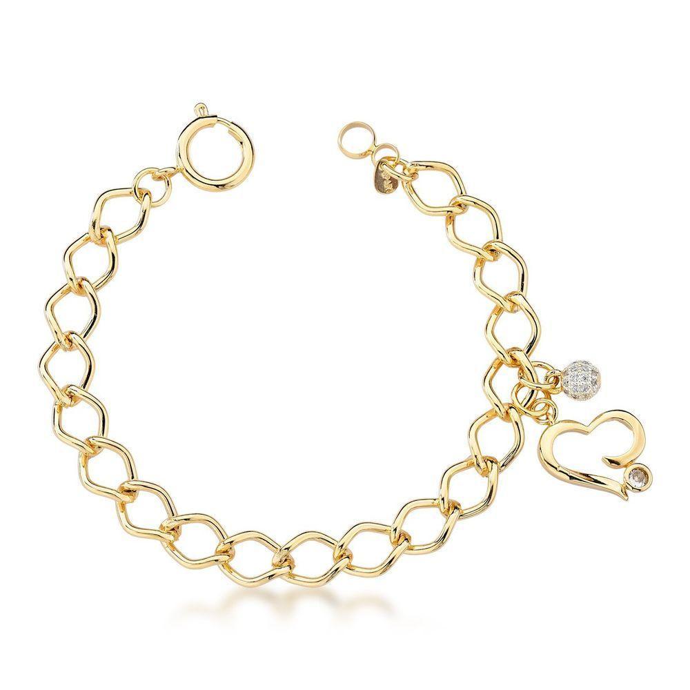 Pulseira Com Pingente De Coração E Cristal Banhada Em Ouro 18k - 1