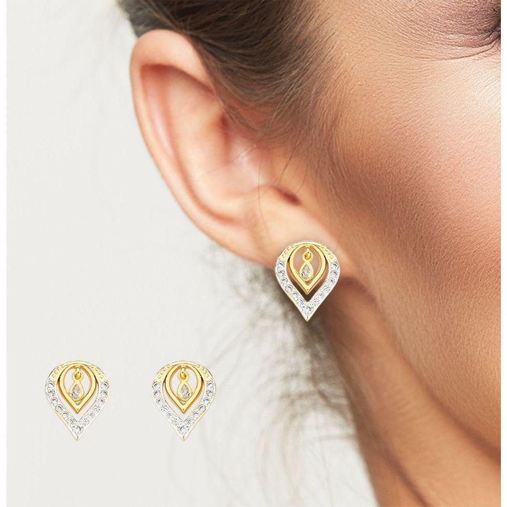 Brincos Elegantes Banhados A Ouro 18k Com Detalhes Em Zircônia - 4