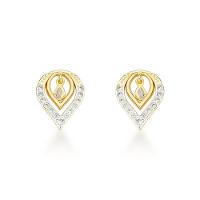 Brincos Elegantes Banhados A Ouro 18k Com Detalhes Em Zircônia - 1