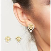 Brincos Elegantes Banhados A Ouro 18k Com Detalhes Em Zircônia - 4