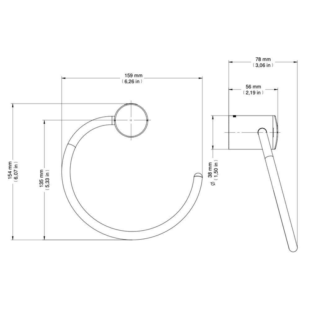 Toalheiro Argola Docol Single 158006 Cromado - 2