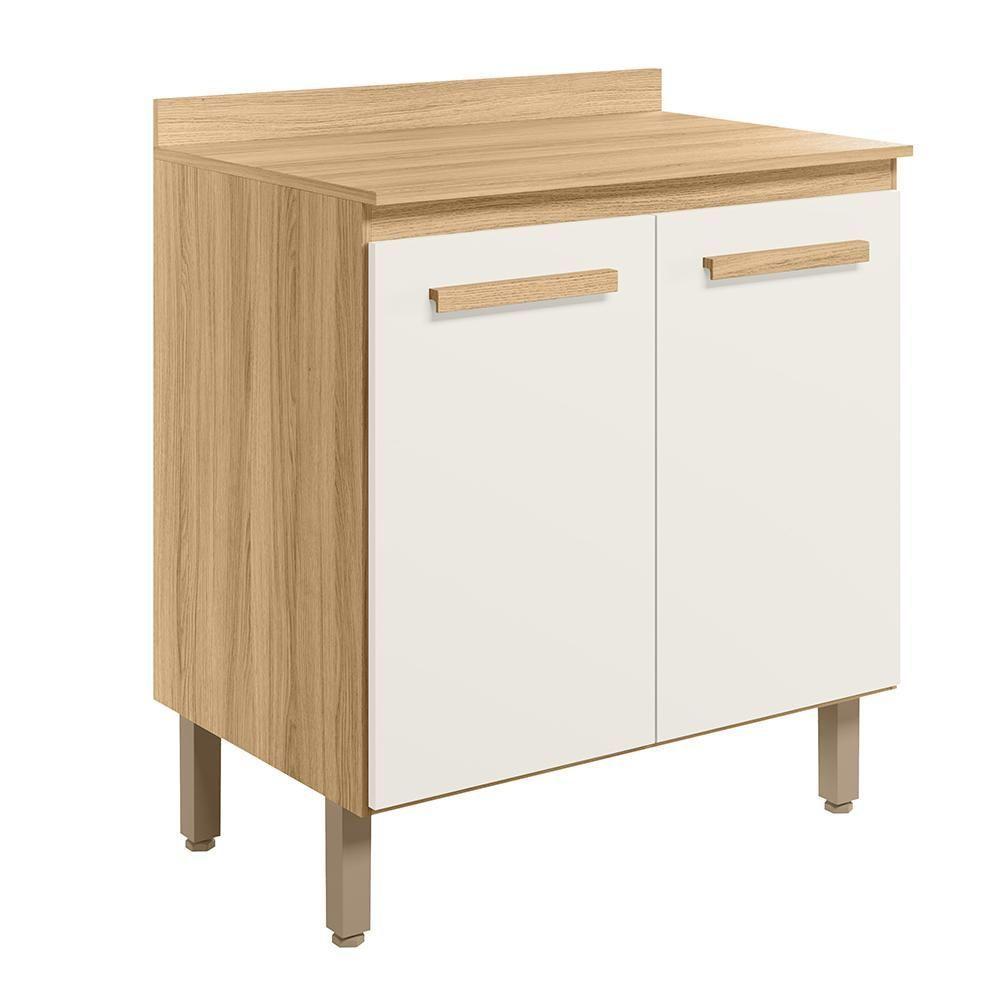 Balcão Intenza Com Tampo 80 Cm E 2 Gavetas Freijo/off White - 2