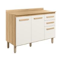 Balcão Intenza Com Tampo 120 Cm Com 3 Portas E 2 Gavetas Freijo/off White - 2