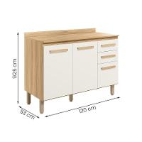 Balcão Intenza Com Tampo 120 Cm Com 3 Portas E 2 Gavetas Freijo/off White - 4