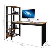 Mesa Com 4 Prateleiras Para Escritorio Cairo Preto Canela - 3