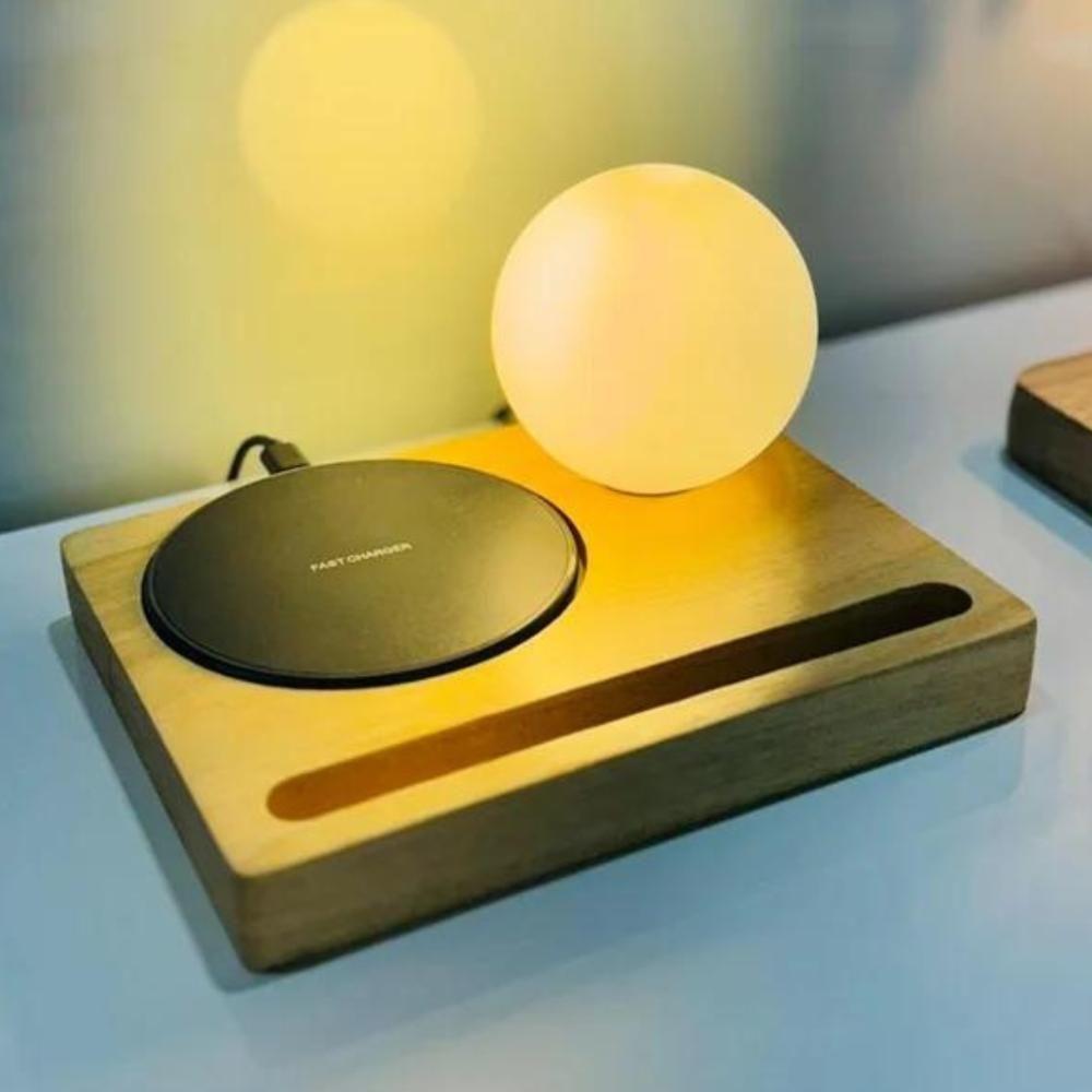 Luminária Com Globo Vidro De Mesa Manaus Madeira Natural - 1