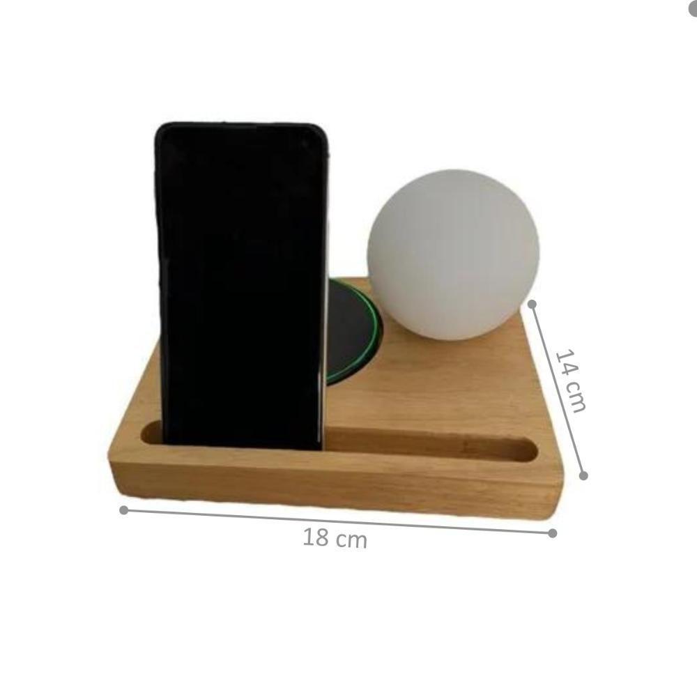 Luminária Com Globo Vidro De Mesa Manaus Madeira Natural - 4