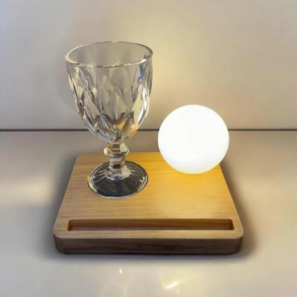 Luminária Com Porta Copos De Mesa Borá Madeira Natural - 2