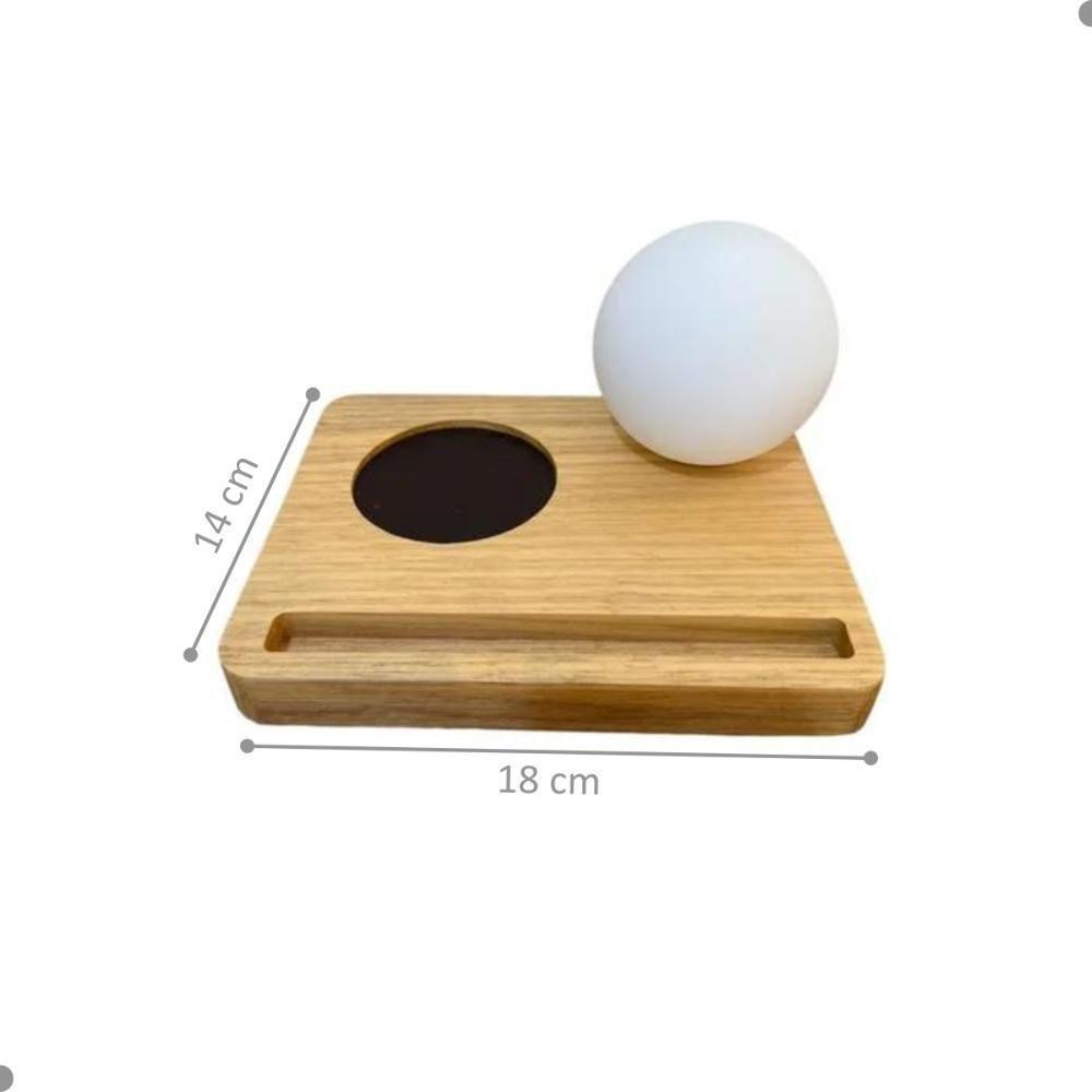 Luminária Com Porta Copos De Mesa Borá Madeira Natural - 4