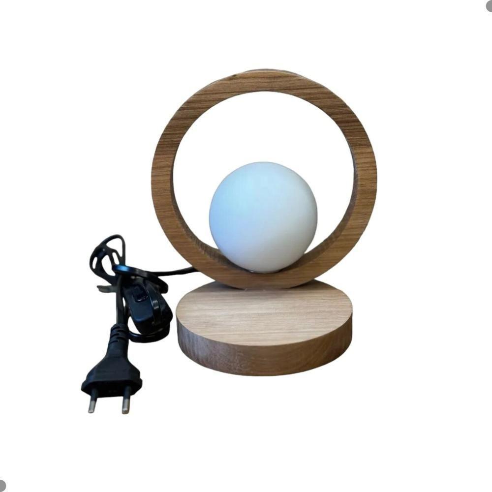 Luminária De Mesa Com Globo De Vidro Caruaru Madeira Natural - 1