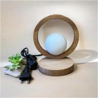 Luminária De Mesa Com Globo De Vidro Caruaru Madeira Natural - 2