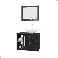 Jogo De Espelheira Com Gabinete Orleães Preto Fosco Nero - 3