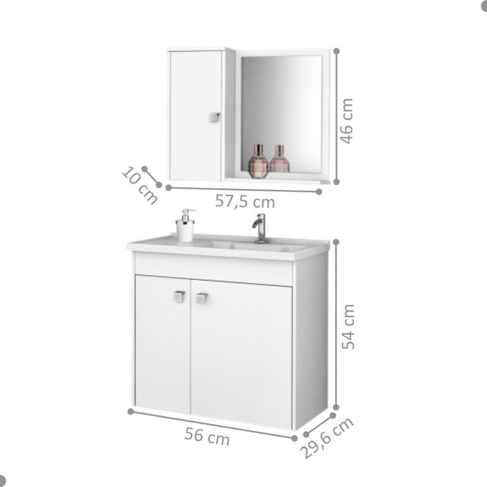 Conjunto Gabinete E Espelheira Colmar Branco - 5