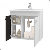 Conjunto Gabinete E Espelheira Colmar Branco Preto Fosco - 2