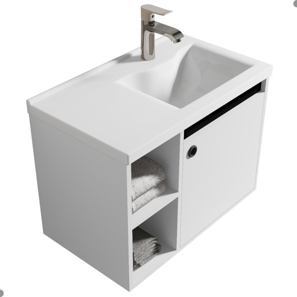 Jogo Gabinete Com Cuba E Espelheira Haiti Branco Preto - 2