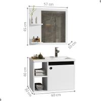 Jogo Gabinete Com Cuba E Espelheira Haiti Branco Preto - 4