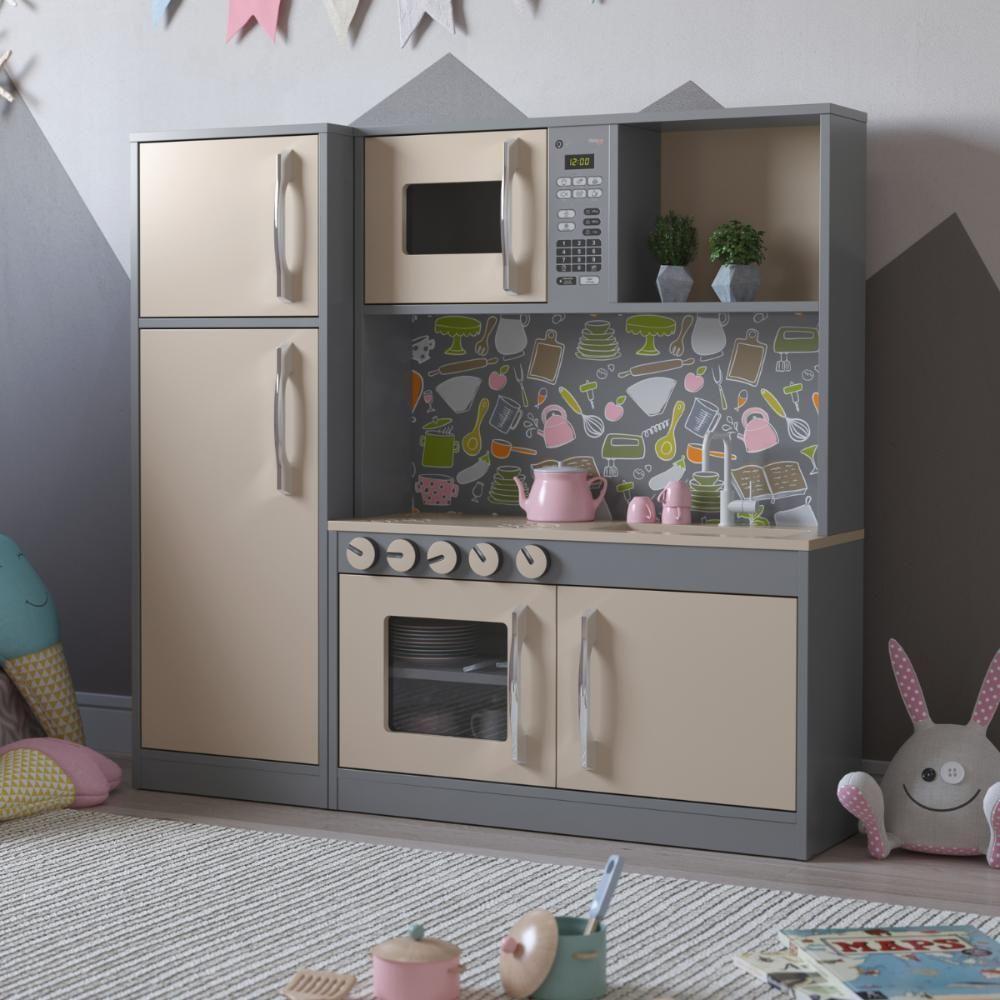 Cozinha Brinquedo Infantil Com Refrigerador Lima Cinza - 1