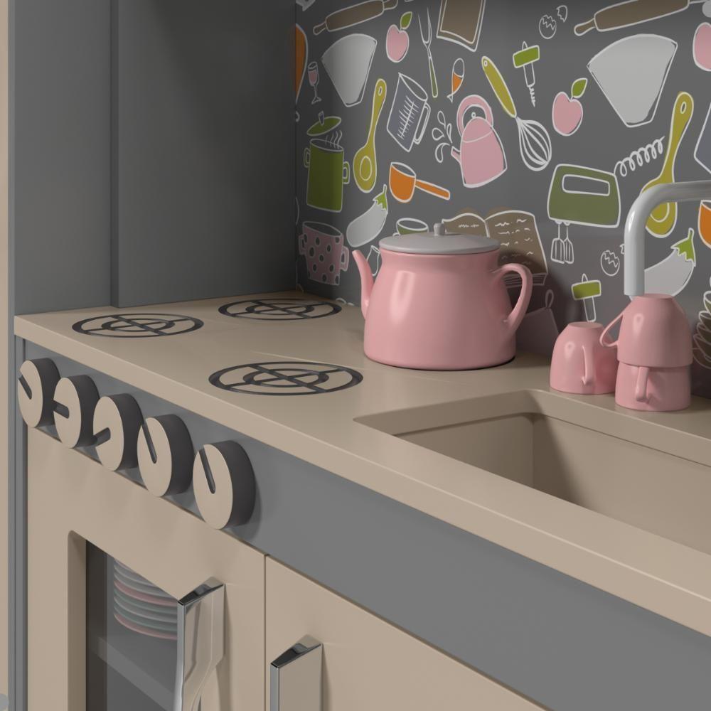 Cozinha Brinquedo Infantil Com Refrigerador Lima Cinza - 3