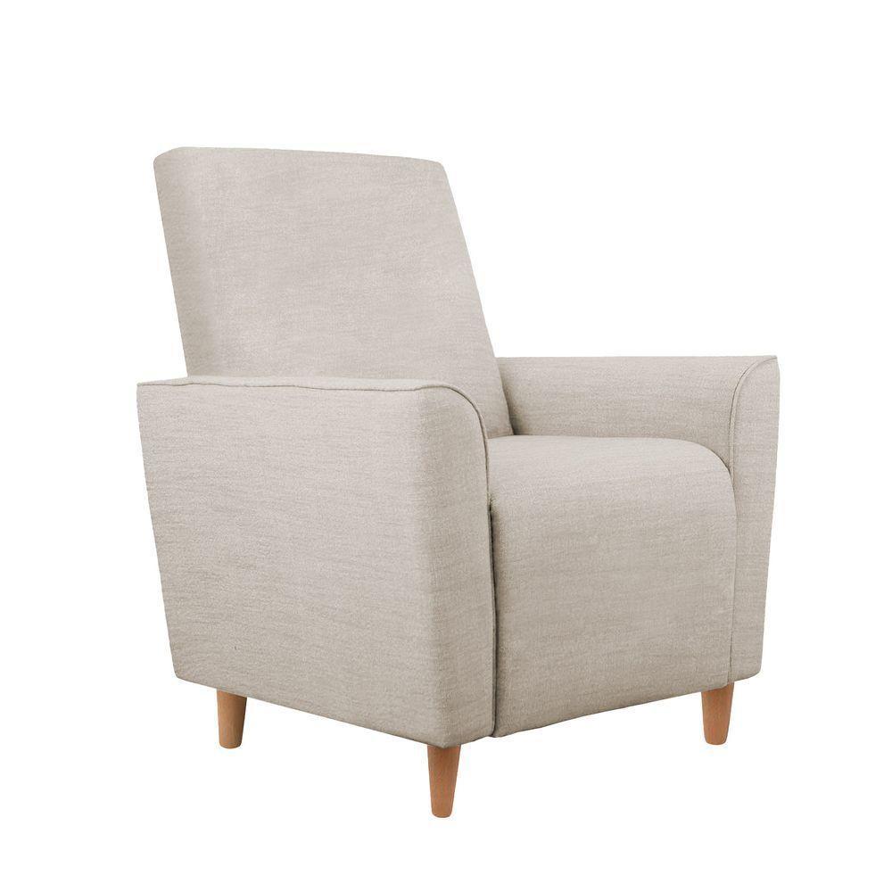 Kit Amamentação Poltrona + Puff + Almofada Julia Linho Bege - 2