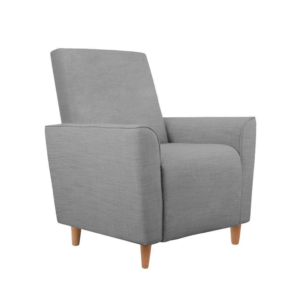 Kit Amamentação Poltrona + Puff + Almofada Julia Linho Cinza - 5