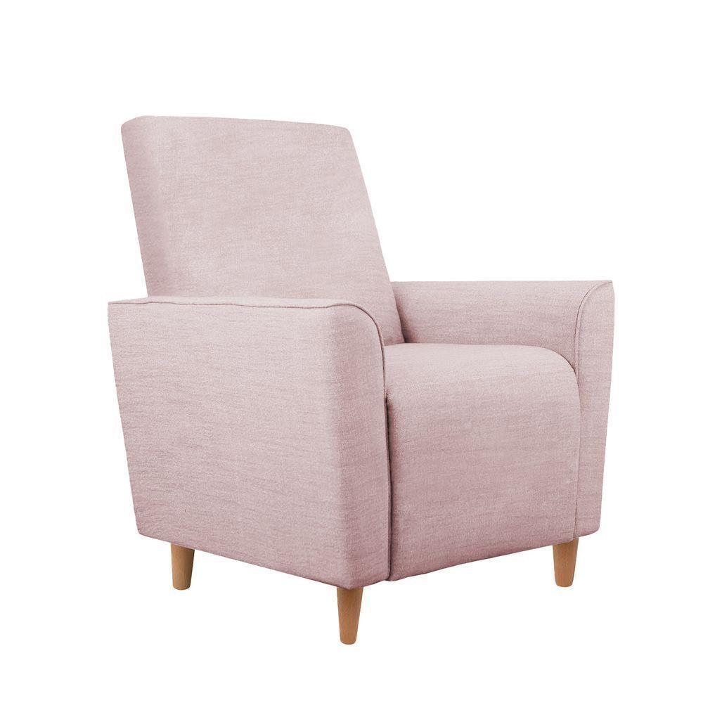 Kit Amamentação Poltrona + Puff + Almofada Julia Suede Rosa Bebe - 2